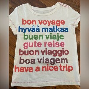 Peek Kids Short Sleeve “Hello Have a Nice Trip” Tee Size Small (4-5)